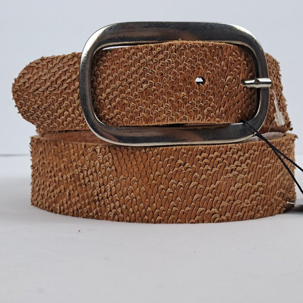 Sangiorgio Tan Brown Italian Leather Textured Belt Size Medium